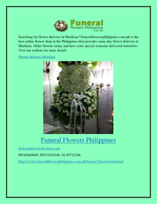 Flower Delivery Marikina Funeralflowersphilippines.com.ph