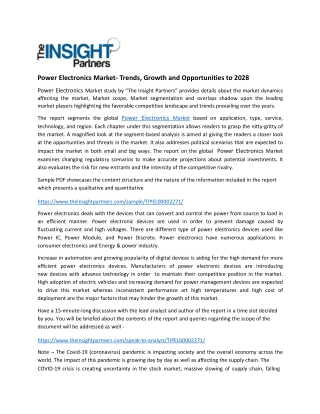 Power Electronics Market- Trends, Growth and Opportunities to 2028