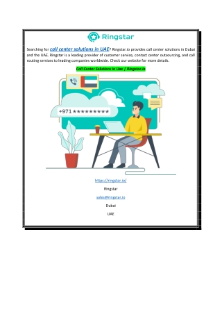 Call Center Solutions in Uae  Ringstar.io