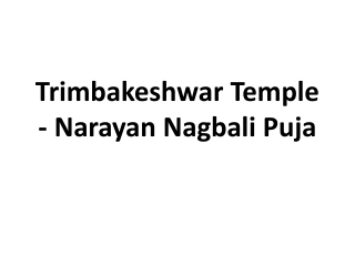 Trimbakeshwar Temple - Narayan Nagbali Puja