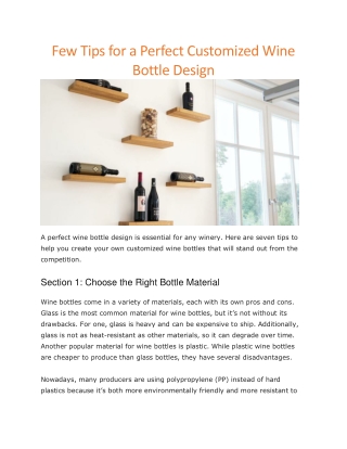 Customized wine bottles