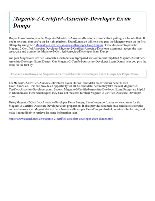Magento-2-Certified-Associate-Developer Exam Dumps