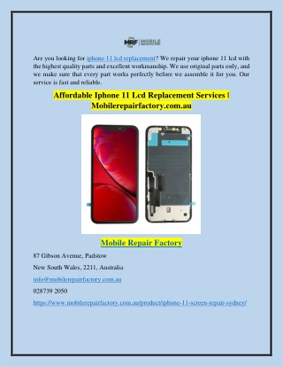 Affordable Iphone 11 Lcd Replacement Services | Mobilerepairfactory.com.au