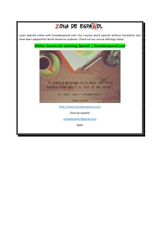 Online Courses for Learning Spanish  Zonadeespanol.com