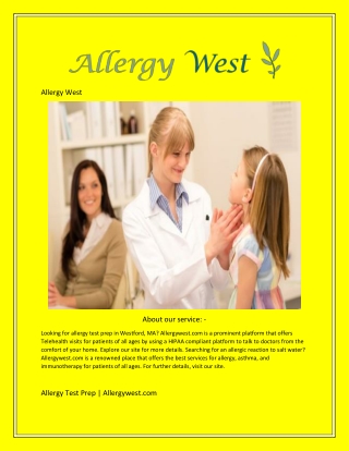 Allergy Test Prep  Allergywest