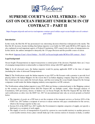 Supreme Court’s Gavel Strikes – No GST on Ocean freight under RCM in CIF contrac