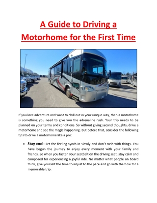 A Guide to Driving a Motorhome for the First Time