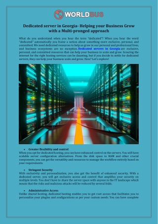 Dedicated Server in Georgia - Helping Your Business Grow with a Multi-pronged Ap