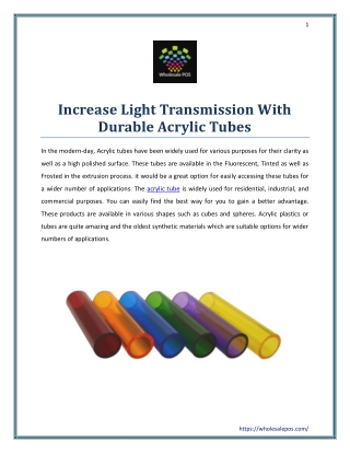 Increase Light Transmission With Durable Acrylic Tubes