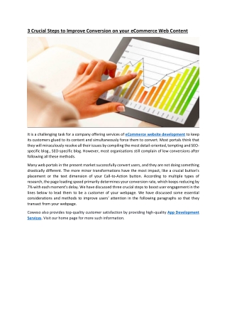 3 Crucial Steps to Improve Conversion on your eCommerce Web Content