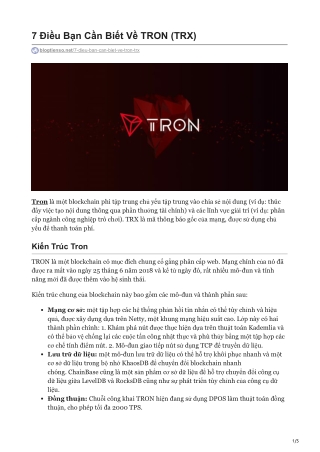 7 Điều Bạn Cần Biết Về TRON TRX