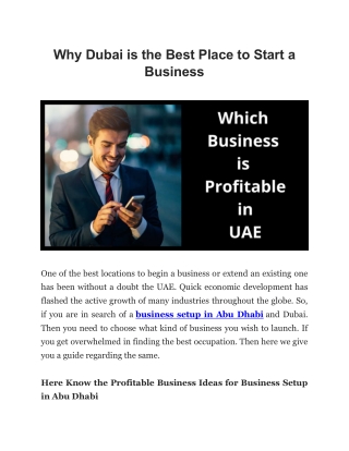 Why Dubai is the Best Place to Start a Business