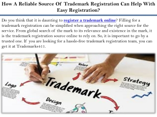 How A Reliable Source Of Trademark Registration Can Help With Easy Registration?