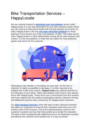 Bike Transportation Services HappyLocate