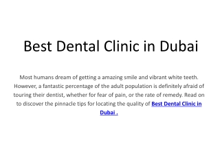 Best Dental Clinic in Dubai