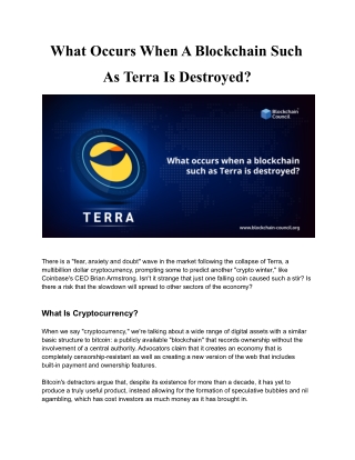 What Occurs When A Blockchain Such  As Terra Is Destroyed ?