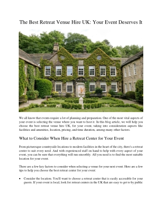 The Best Retreat Venue Hire UK Your Event Deserves It