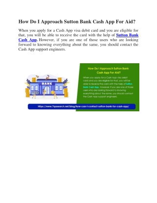 How Do I Approach Sutton Bank Cash App For Aid?