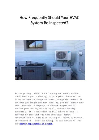 How Frequently Should Your HVAC System Be Inspecte