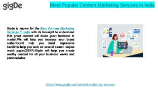 Popular Content Marketing Services In India