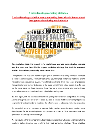 5 mind-blowing statistics every marketing head should know about lead generation during market entry-