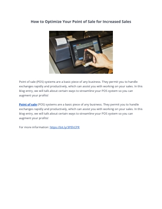 How to Optimize Your Point of Sale for Increased Sales