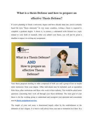 What is a thesis Defense and how to prepare an effective Thesis Defense?