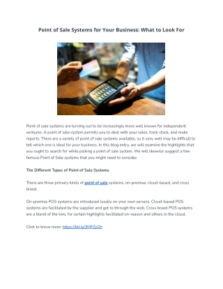 Point of Sale Systems for Your Business: What to Look For
