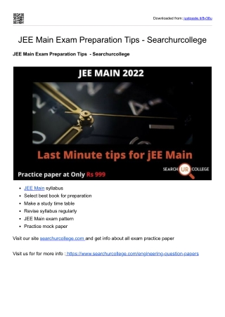 JEE Main Exam Preparation Tips  - Searchurcollege