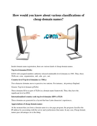 How would you know about various classifications of cheap domain names