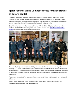 Qatar Football World Cup police brace for huge crowds in Qatar’s capital