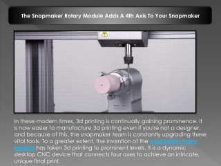 The Snapmaker Rotary Module Adds A 4th Axis To Your Snapmaker