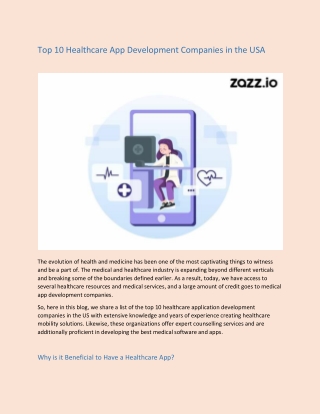 Top 10 Healthcare App Development Companies in the USA