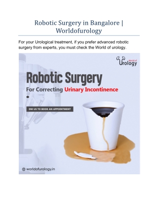 Robotic Surgery in Bangalore | Worldofurology