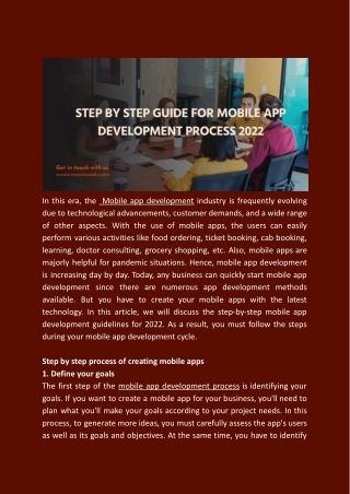 Step by step guide for mobile app development process 2022