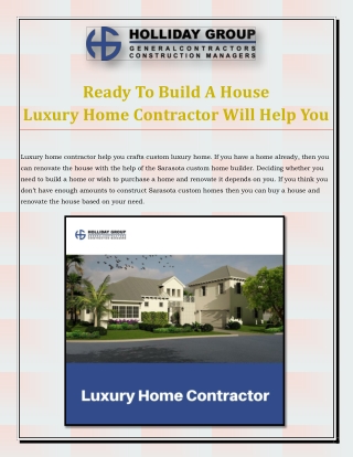 Ready To Build A House? Luxury Home Contractor Will Help You