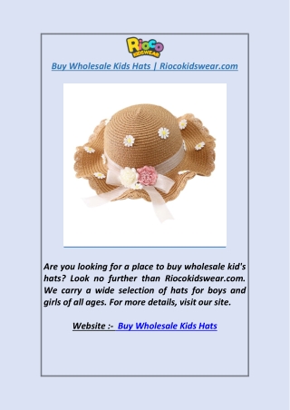 Buy Wholesale Kids HatsRiocokidswear.com