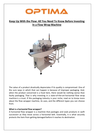 Keep Up With the Flow All You Need To Know Before Investing In a Flow Wrap Machine