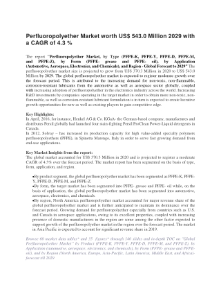 Perfluoropolyether Market worth US
