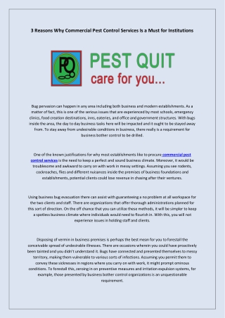 3 Reasons Why Commercial Pest Control Services Is a Must for Institutions