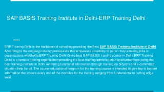 SAP BASIS Training Institute in Delhi