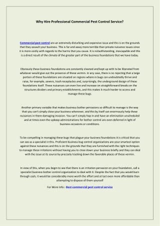 Why Hire Professional Commercial Pest Control Service