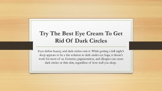 Try The Best Eye Cream To Get Rid Of Dark Circles