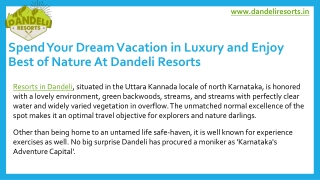 Resorts in Dandeli