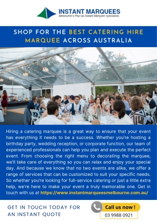 Shop For The Best Catering Hire Marquee Across Australia
