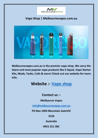 Vape Shop  Melbournevapes.com