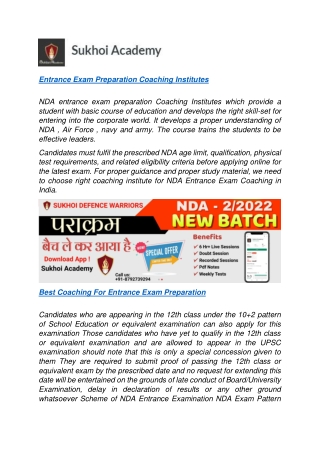 Online Coaching For Entrance Exam | Best Coaching For Entrance Exam Preparation