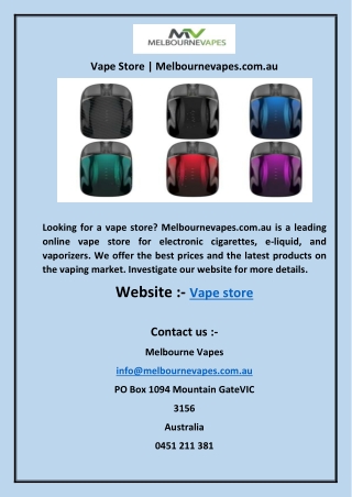 Vape Store  Melbournevapes.com.au