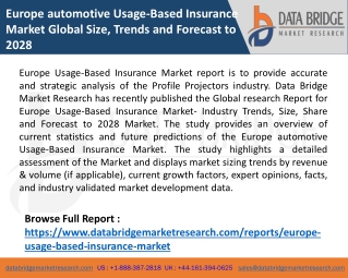 Europe automotive Usage-Based Insurance Market Global Size, Trends and Forecast to 2028