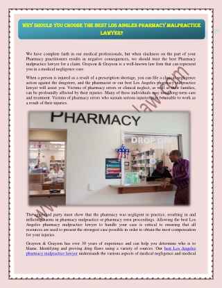 Why should you choose the Best Los Angles Pharmacy Malpractice Lawyer?